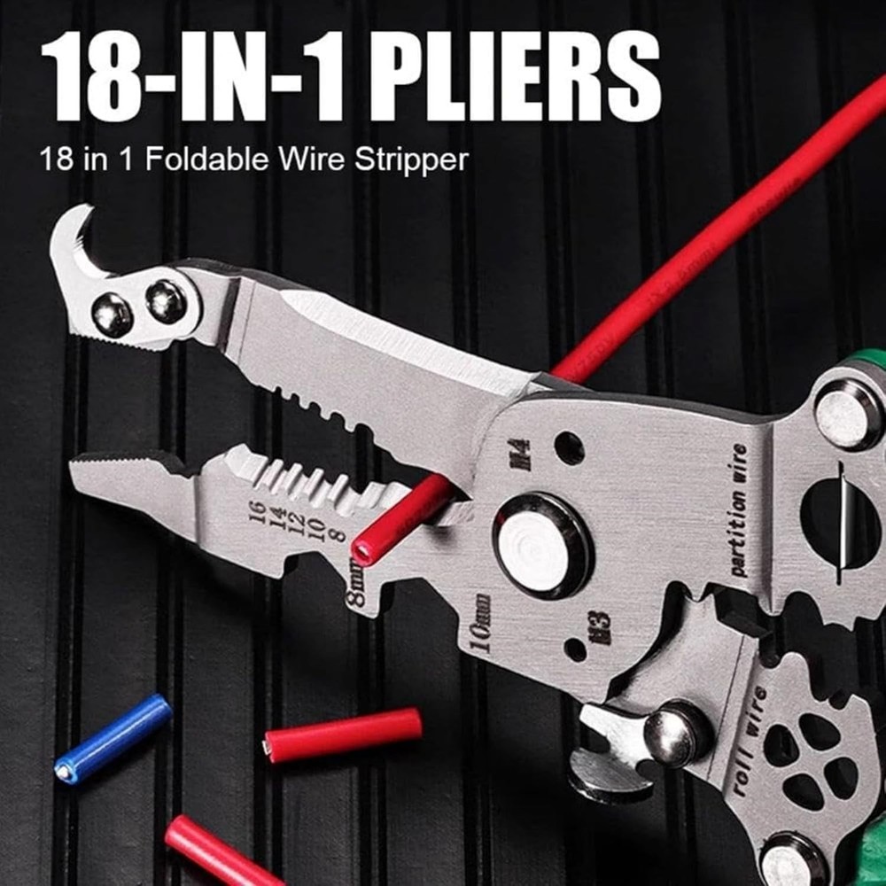 18 in 1 Wire Stripper, Multifunctional Foldable Professional 1pcs