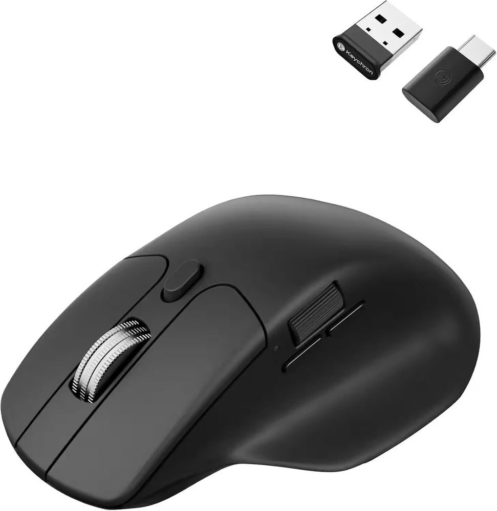 Keychron - M6 Ergonomic Wired & Wireless Laser Mouse w/ Macro Button & Fast-S...