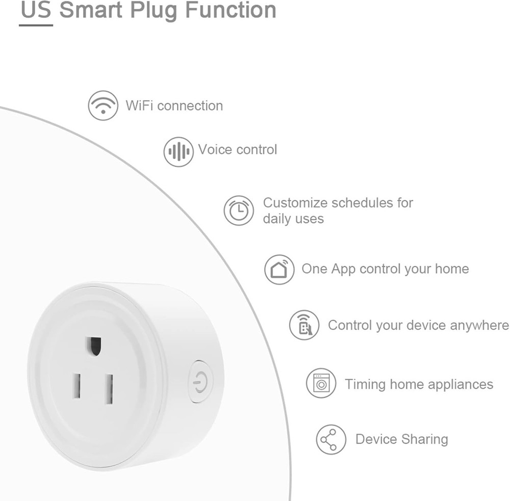 2 Pack Smart Wi-Fi Plug with APP Remote Control and Voice Control 10A