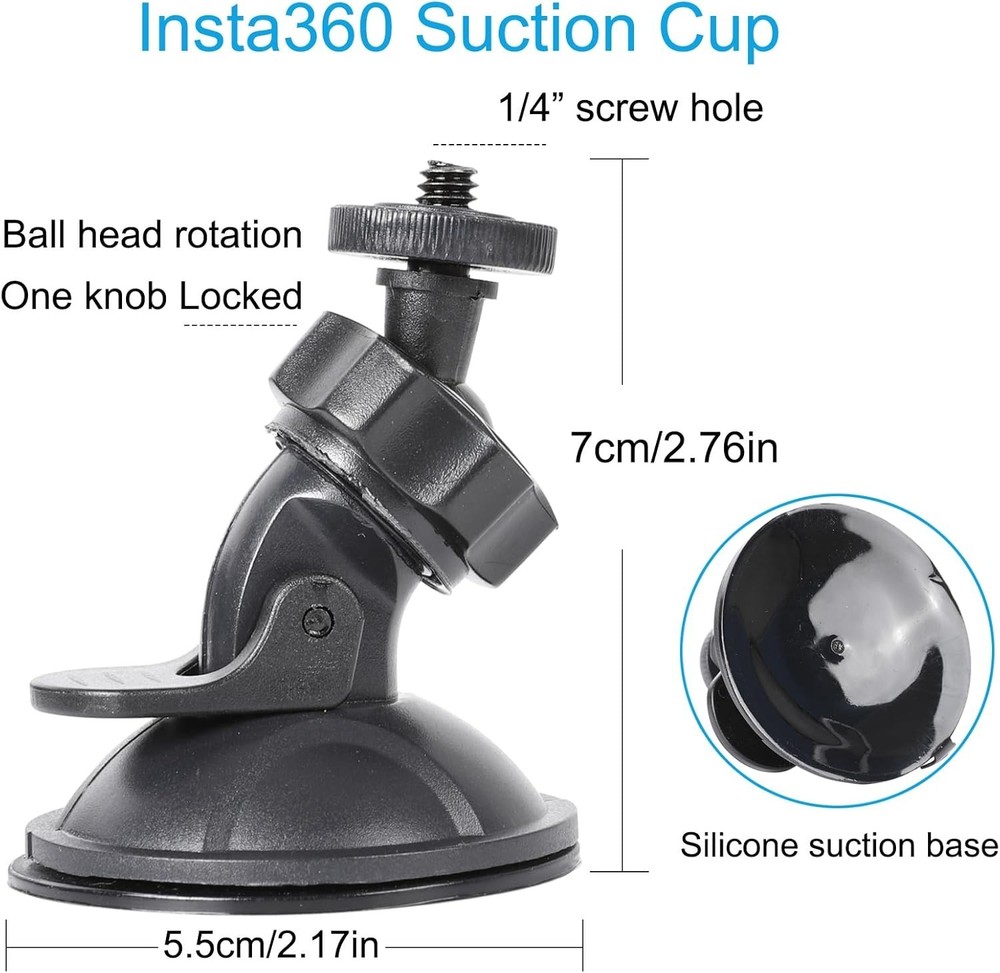 Universal Suction Cup Action Camera Mount for Safe Driving - 360° Adjustable