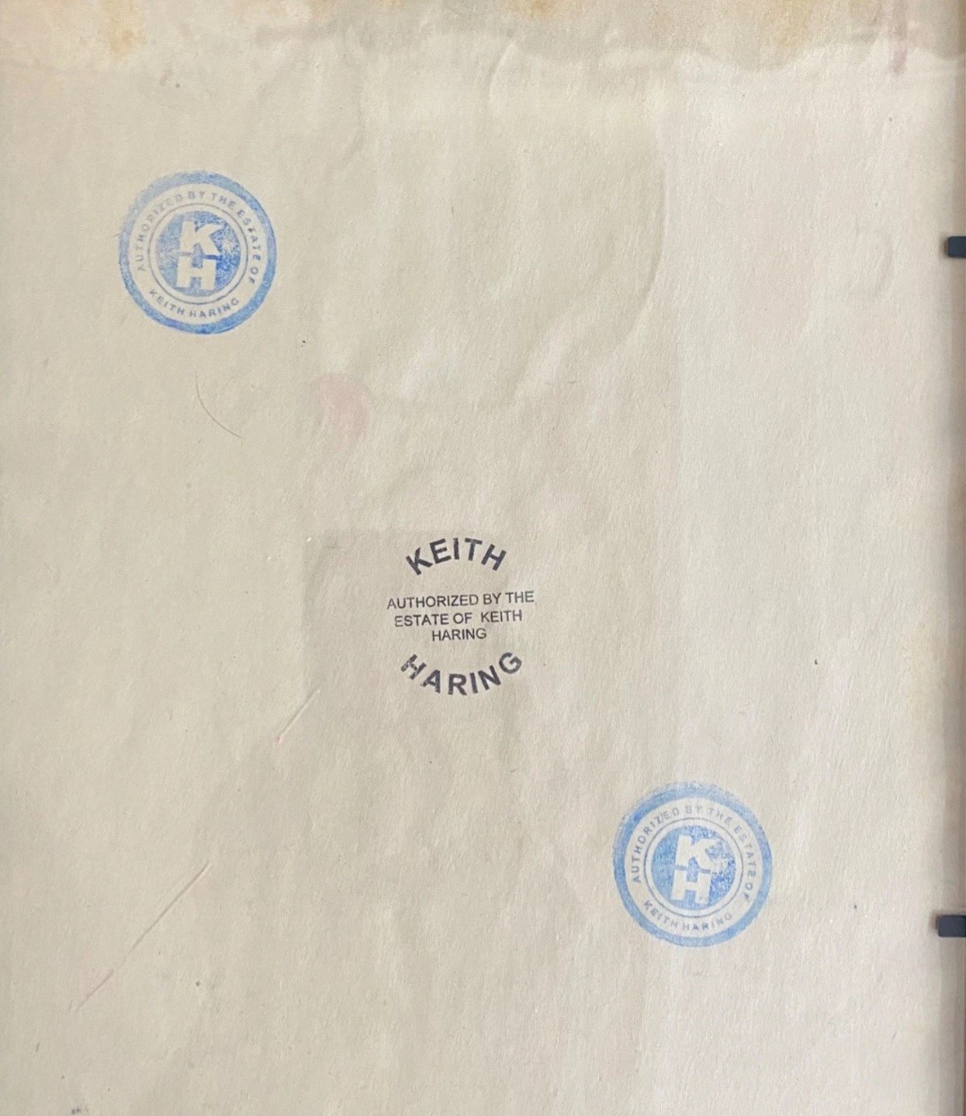 Keith Haring Drawing on Vintage Unique Paper SIGNED NYC