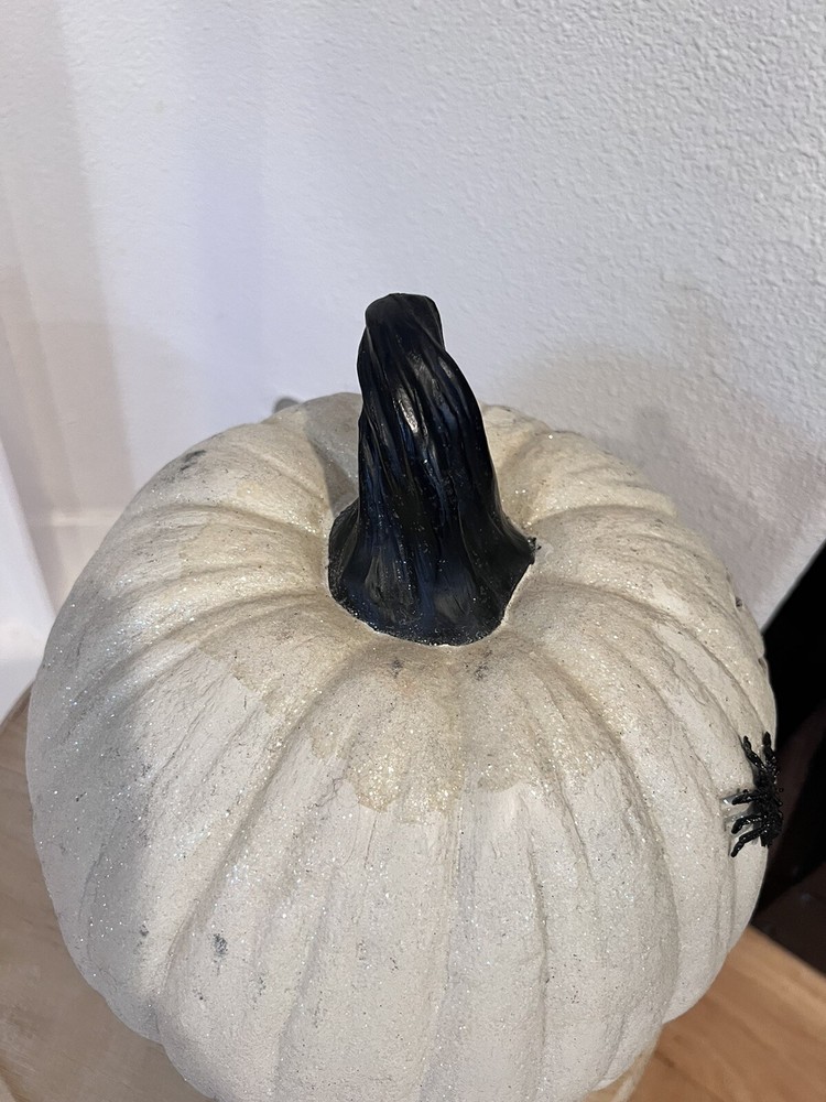 13” Spider Pumpkin - White Glitter