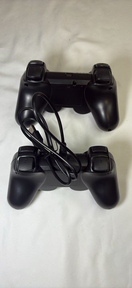 2 Black P3 USB Wired Controllers for Sony PlayStation 3