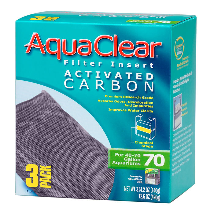AquaClear Filter Insert ACTIVATED CARBON - 70 HAGEN # A-1386 ( 3 PACK )