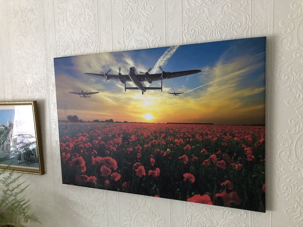 Avro Lancasters over sunset poppy Fields canvas prints various sizes