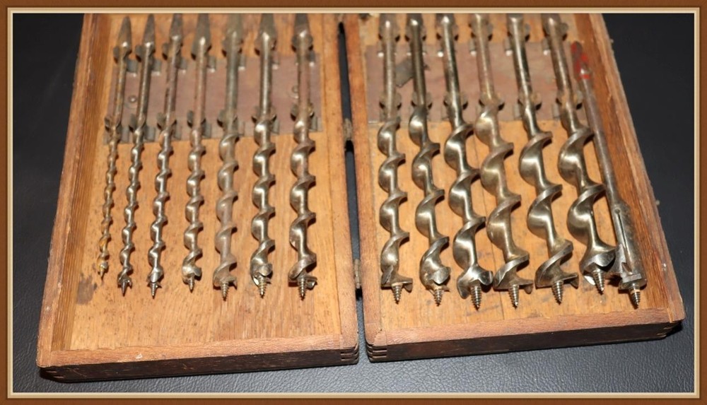VINTAGE - IRWIN COMPLETE 13PC BOXED SET - AUGER BRACE BITS - WITH NICE BOX