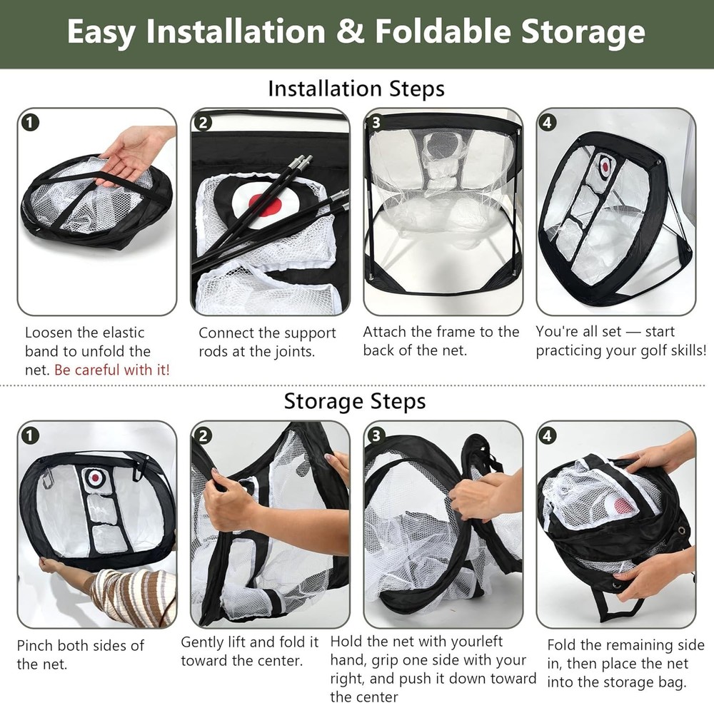 Golf Practice Net Golf Hitting Aid Training Chipping w/ Target Backyard Outdoor
