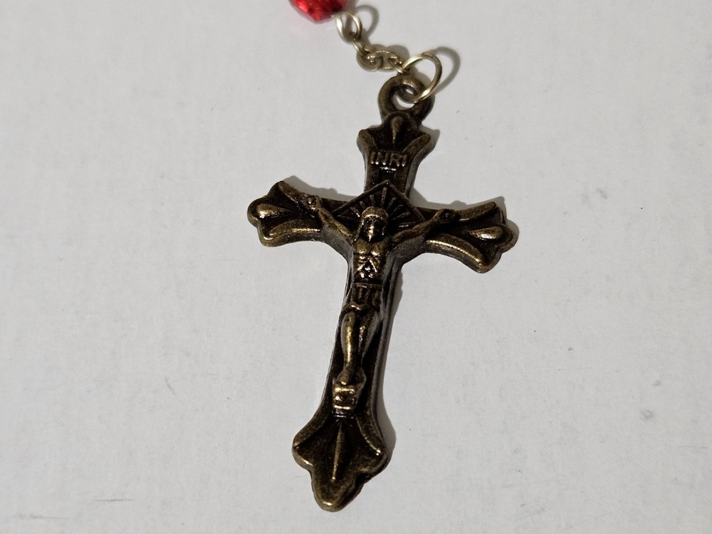 Catholic Religious 21” Red St. Therese Pray For Us Rosary Beads