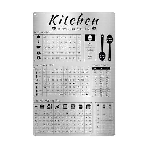 Kitchen Conversion Chart Magnet for Refrigerator,Baking Magnetic Aluminum