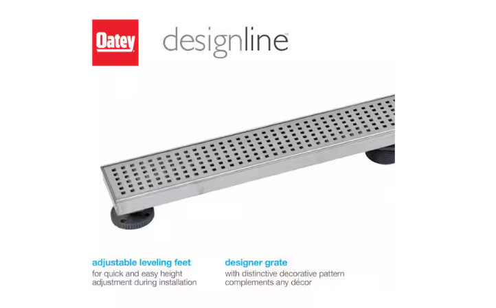 Oatey Designline 36 in. Stainless Steel Linear Shower Drain with Square Pattern