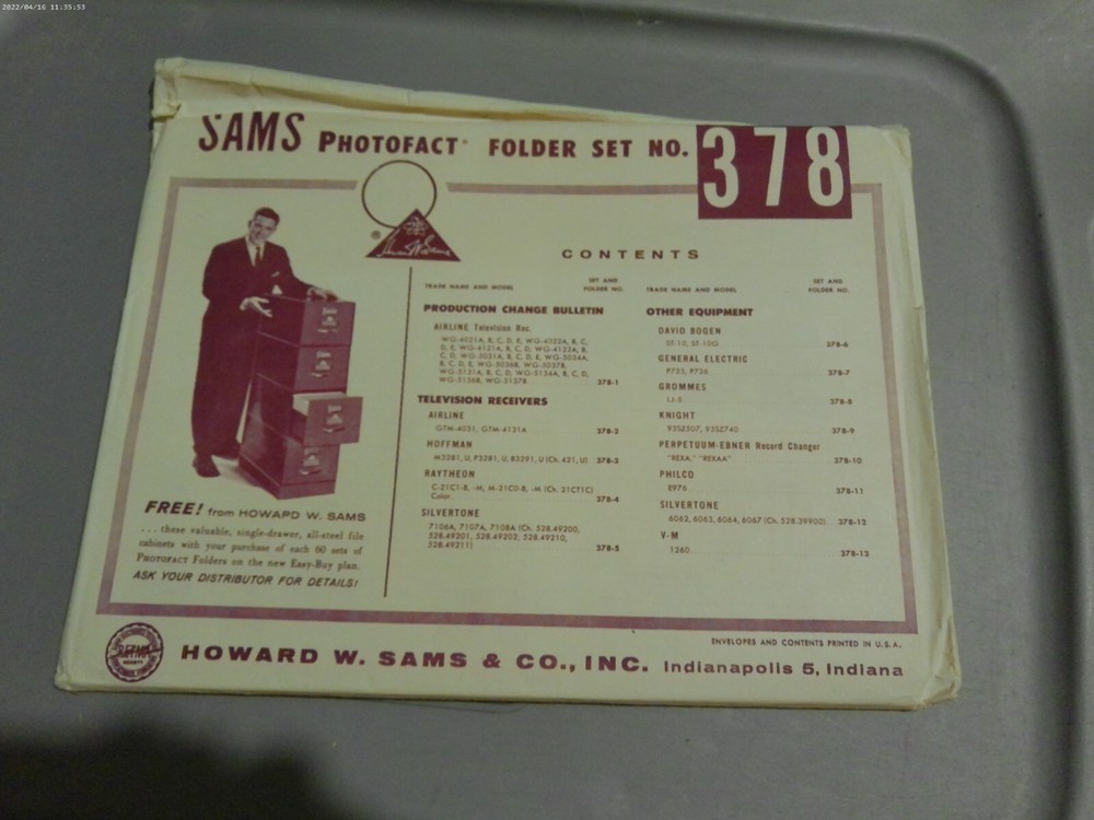 SAMS PHOTOFACT FOLDER SET NO.378