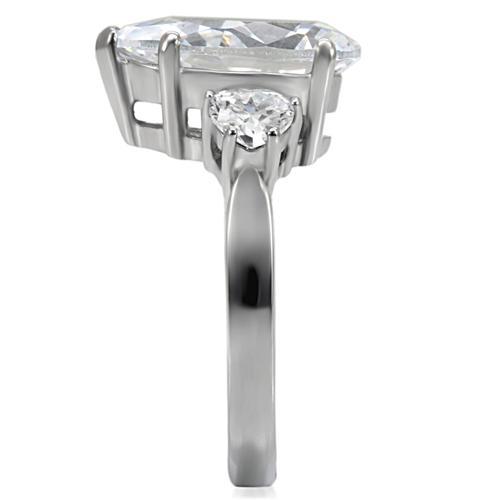 Bold Pear Cut & Accents CZ Stainless Steel Engagement Party Cocktail Ring