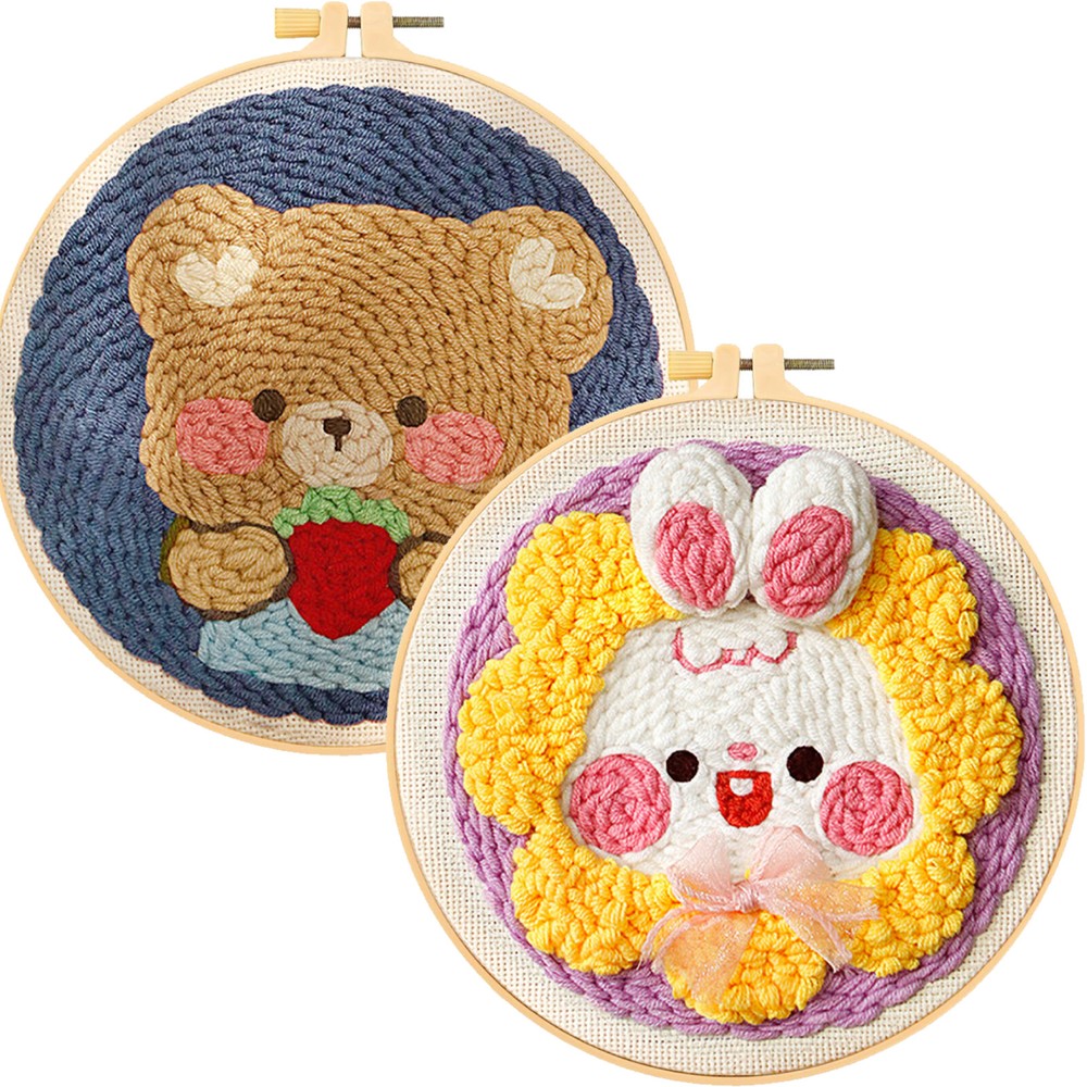 Punch Needle Embroidery Starter Kit Rug Hooking Kit for Beginners Cute Pattern