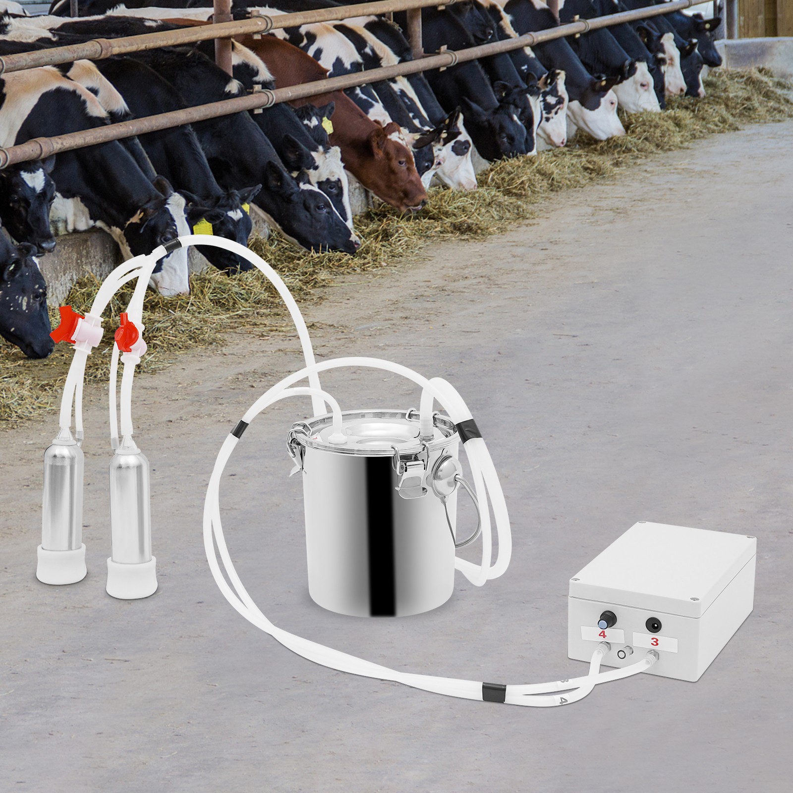Pulsation Cow Milking Machine, Electric Cow Milker, Milking Machine with Stainle