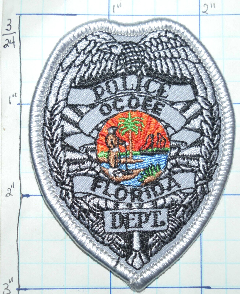 FLORIDA, OCOEE POLICE DEPT 3" SMALL HAT GRAY PATCH