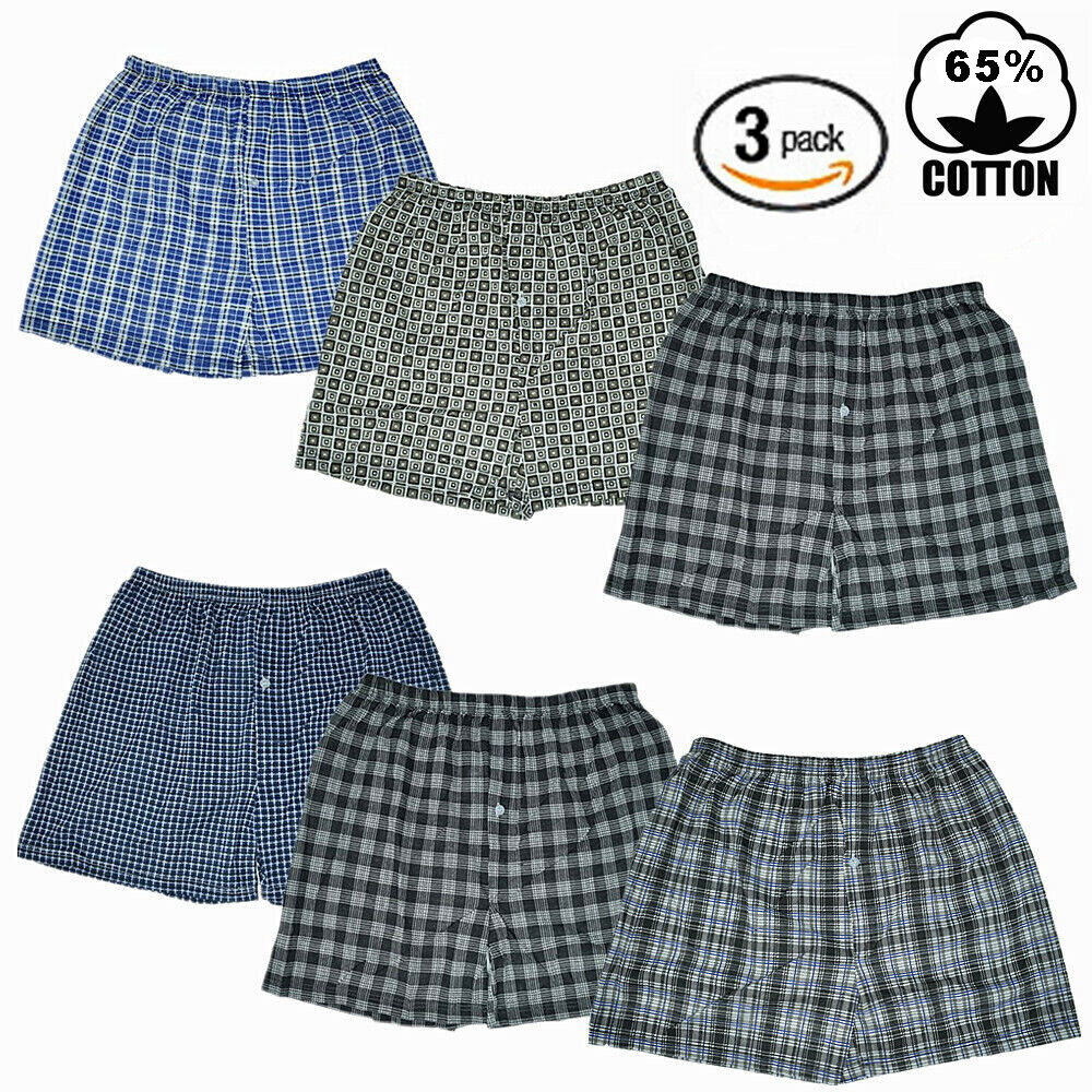 3-12 Pack Mens Boxer Briefs Shorts Trunk Plaid Underwear Cotton Size M-2XL