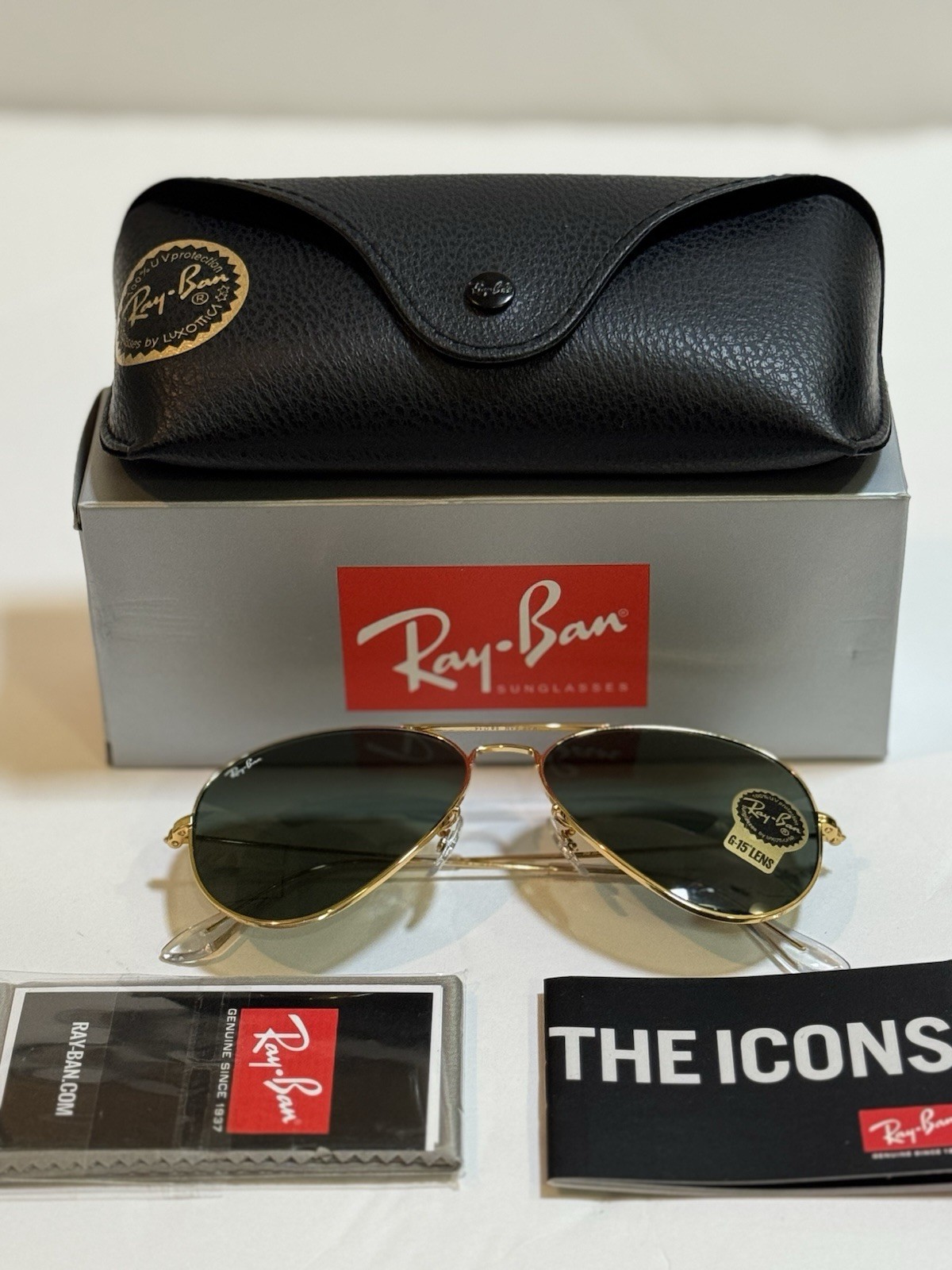 Ray-Ban Sunglasses RB3025 Aviator Classic Gold Frame Green Lens 58mm