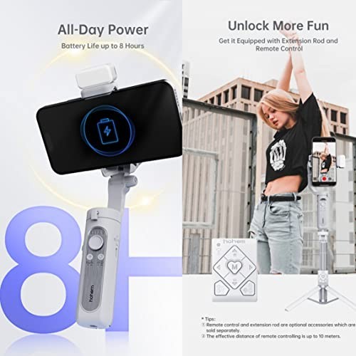 3-Axis Smartphone Gimbal Stabilizer with Tripod & Fill Light - 280g Load Capacit
