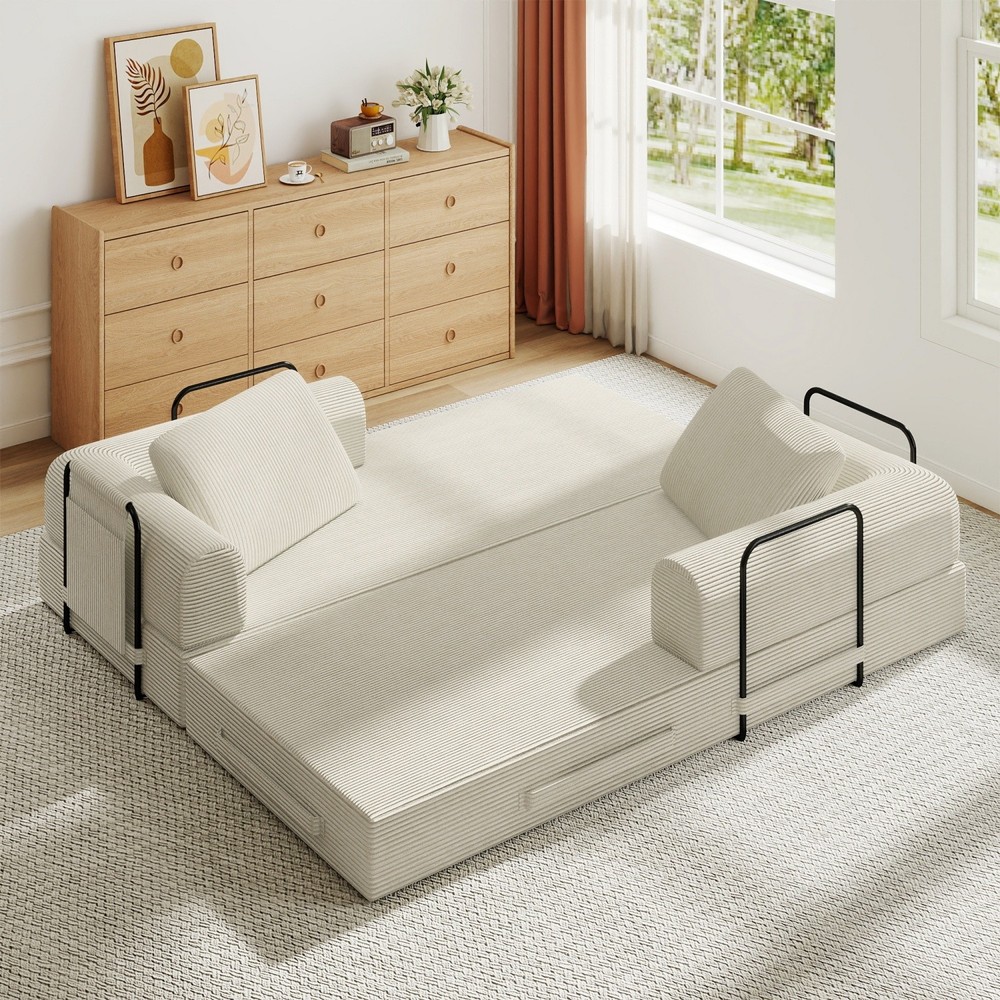Modern Compression Sofa Folding Sleeper Sofa Bed Floor Couch with Sturdy Frame