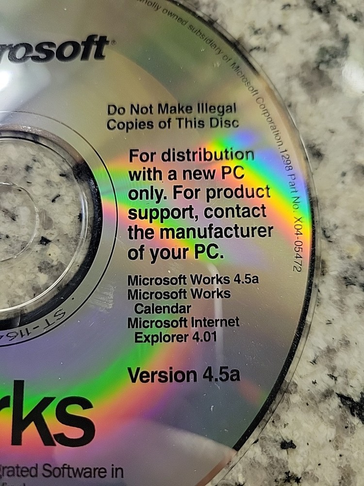 Microsoft Works Version 4.5 CD ONLY