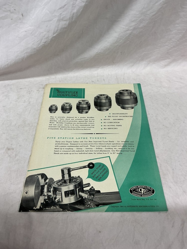 Vintage Automatic Machine & Tool Multiflex Coupling Bulletin Catalog