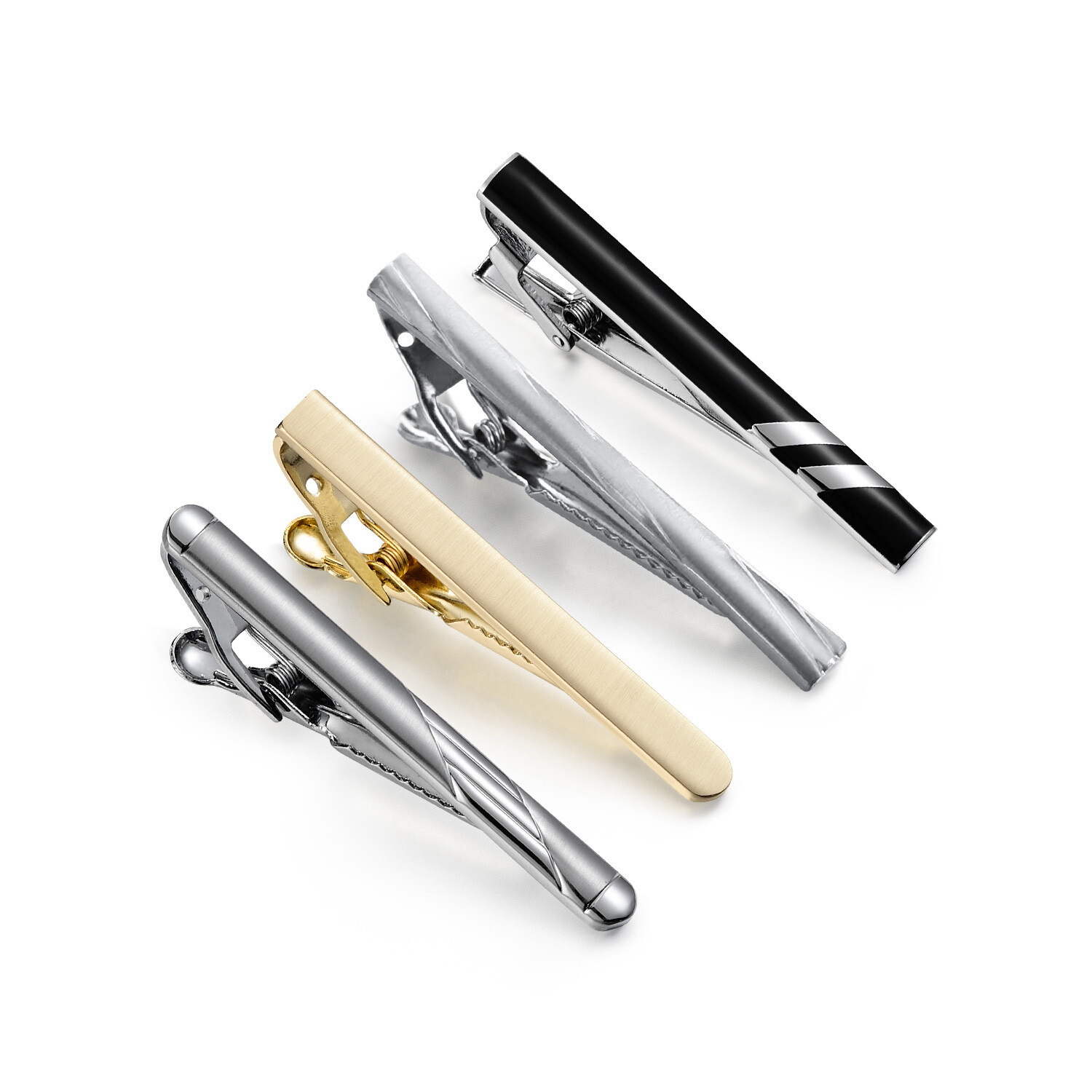 4pcs Tie Clip for Men Simple Mens Tie Bar Set for Father Husband Casual Wear
