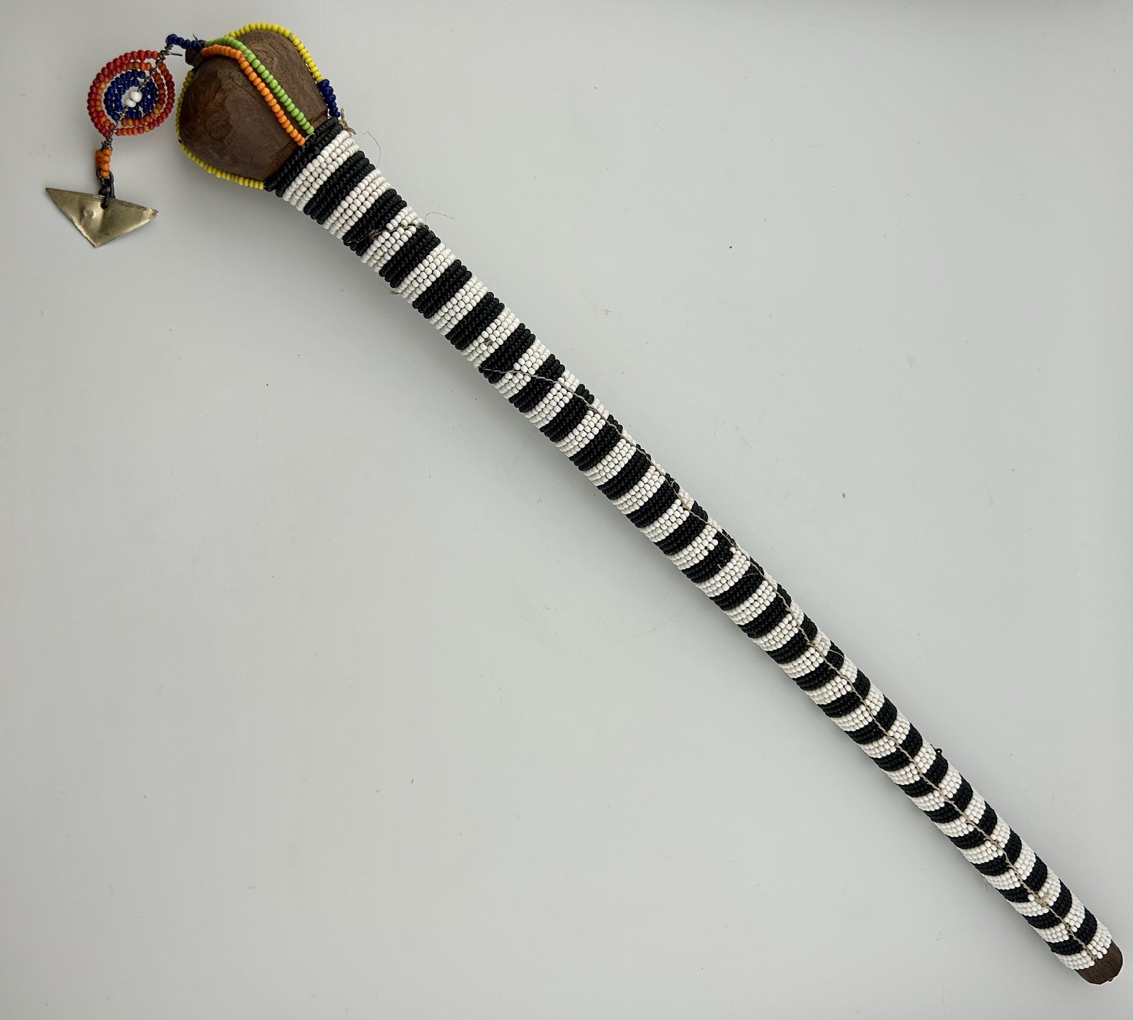 Vintage Multicolor Hand Beaded Maasai Rungu Warrior Club Stick