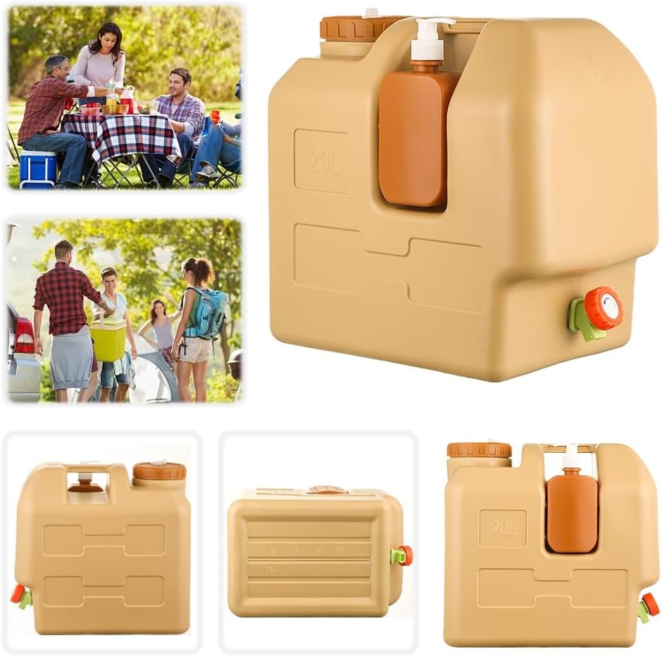 20L Water Container with Spigot and Soap Dispenser Portable Camping Water Jug US