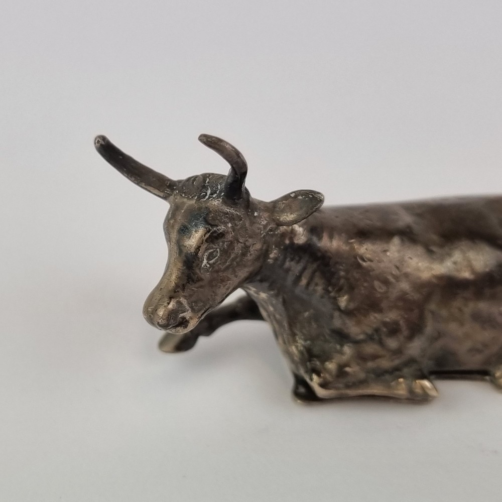 Antique Solid Silver Snuff Box? Shape Lying Cow Berthold Muller 1903 A/F
