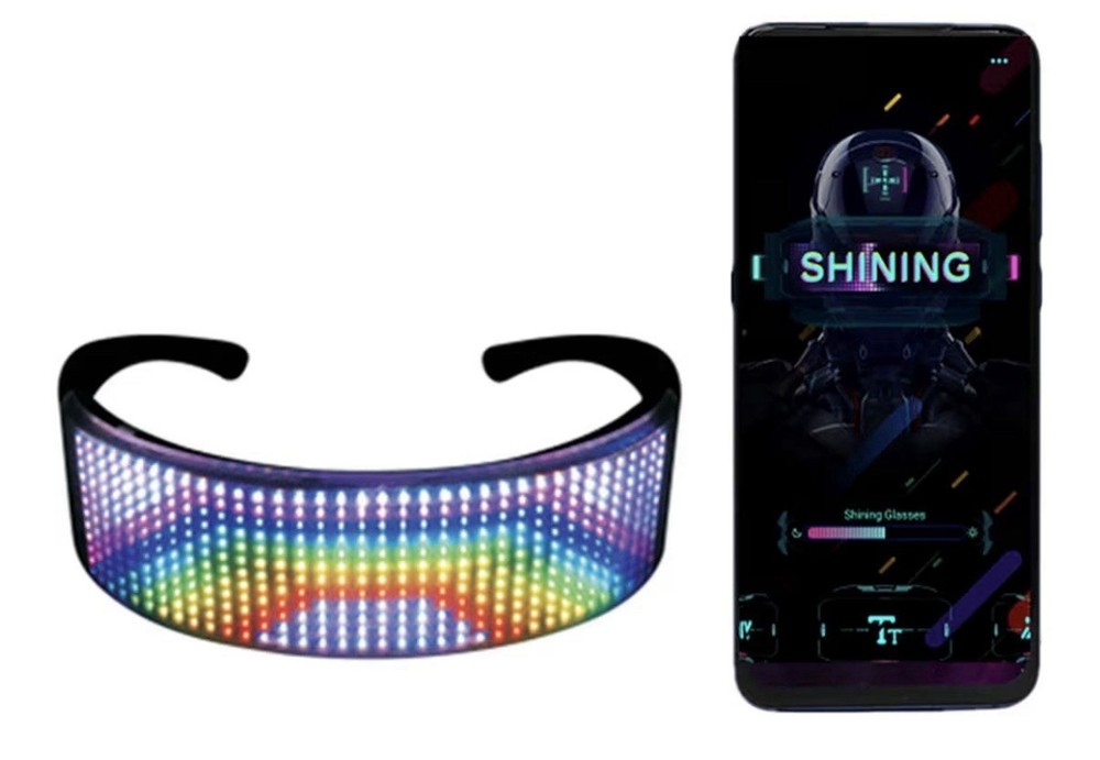 LED Customizable Bluetooth Glasses, APP Control LED Display Smart Glasses