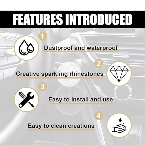 Bling Car Push Starter Button Cover, Rhinestone Auto Engine Joystick White