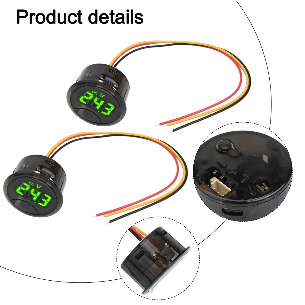 Round Digital Voltmeter with LED Display and Touch Operation for Batteries