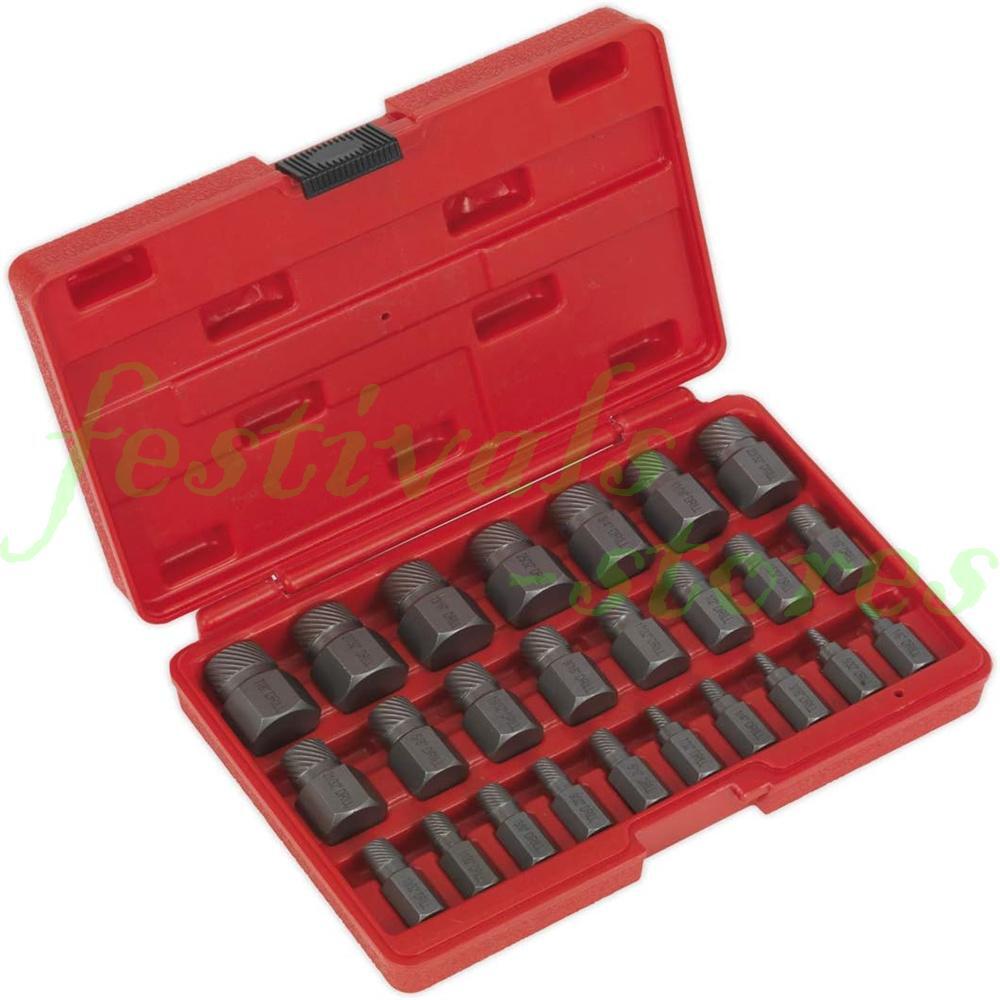 25 PC Multi-Spline Screw Extractor Set Hex Head Bit Socket Wrench Bolt Remover