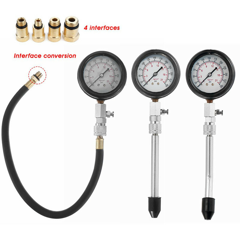 Car Compression Cylinder Pressure Tester Gauge Multi-function Petrol Gas Engine