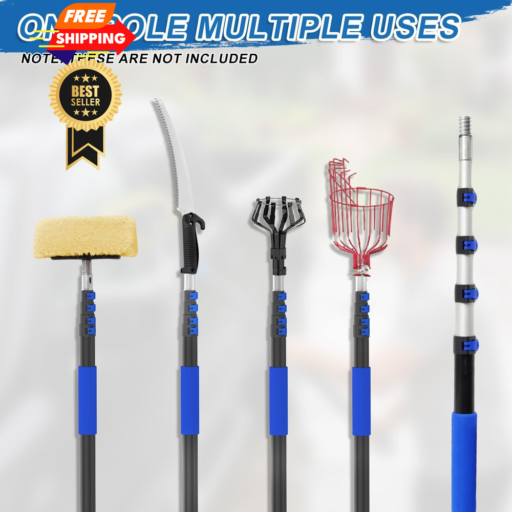 Karveden 5-20FT Telescoping Pole, Multi-Purpose Extension Pole 20FT, Blue