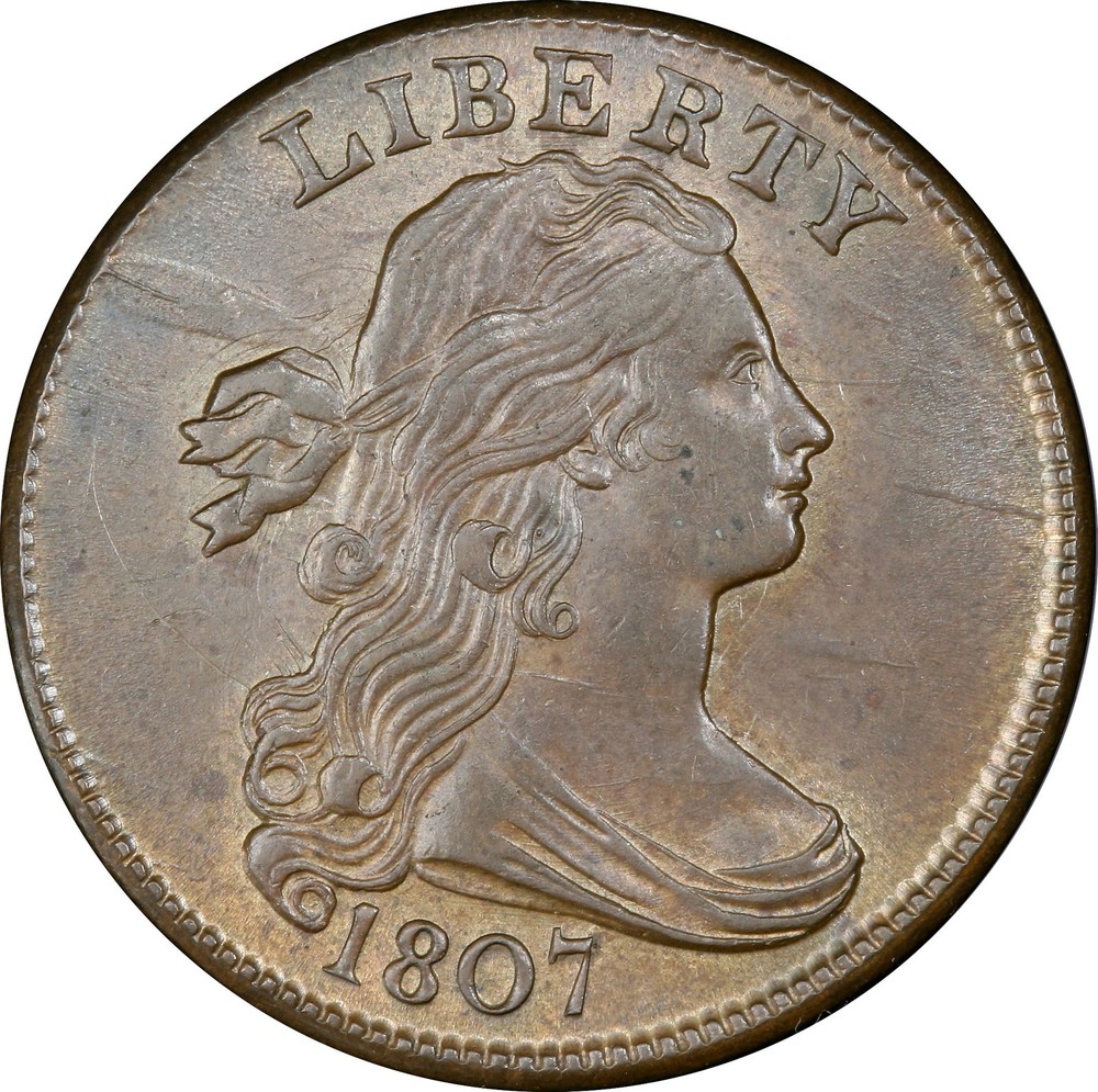 1807 DRAPED BUST 1C PCGS MS 64 BN