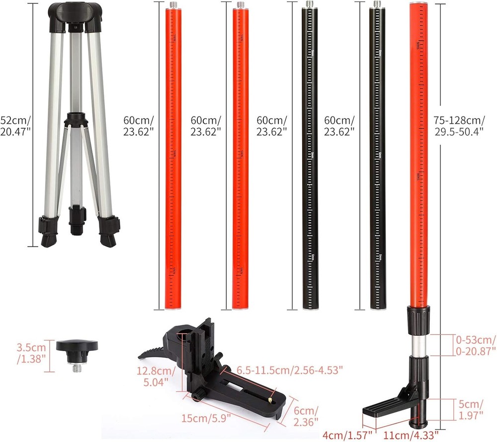 Telescoping Pole, Laser Level Support Pole with Red & Black