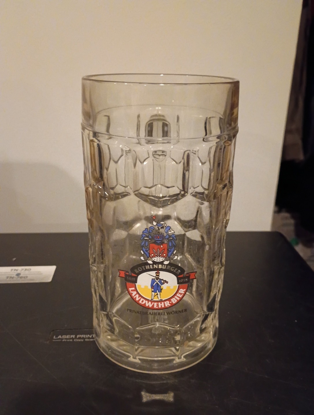 Rothenburger Landwehr Bier Privatbraueri Worner 1-liter Dimpled Glass Beer Mug