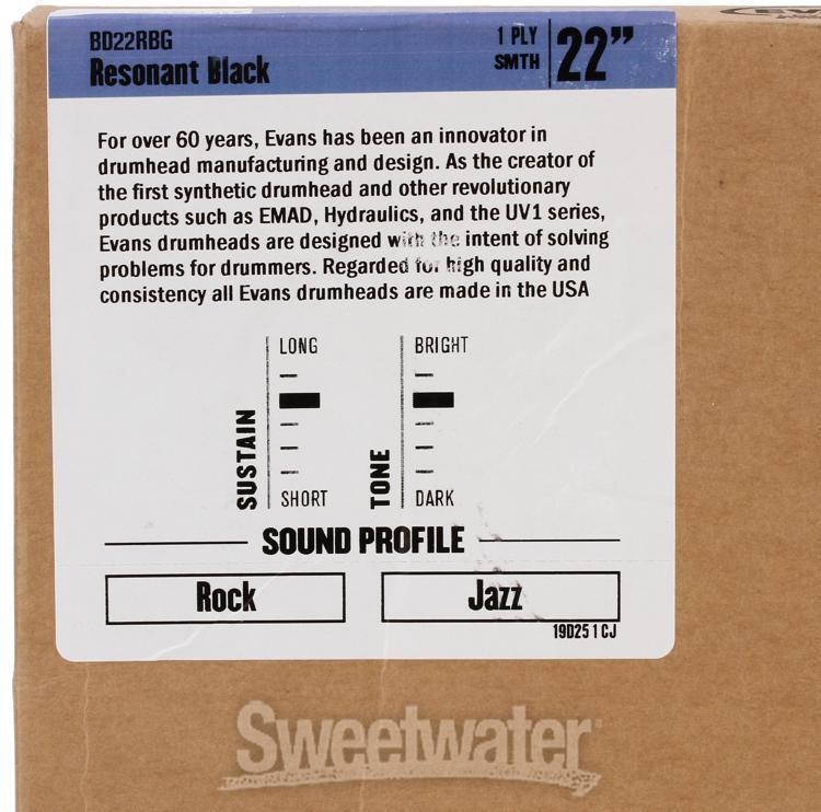 Evans Resonant Black Bass Drumhead - 22"