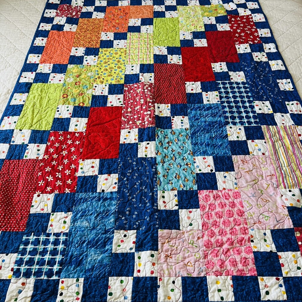 38”x52” Beautiful Handmade Optimistic Quilted Throw.