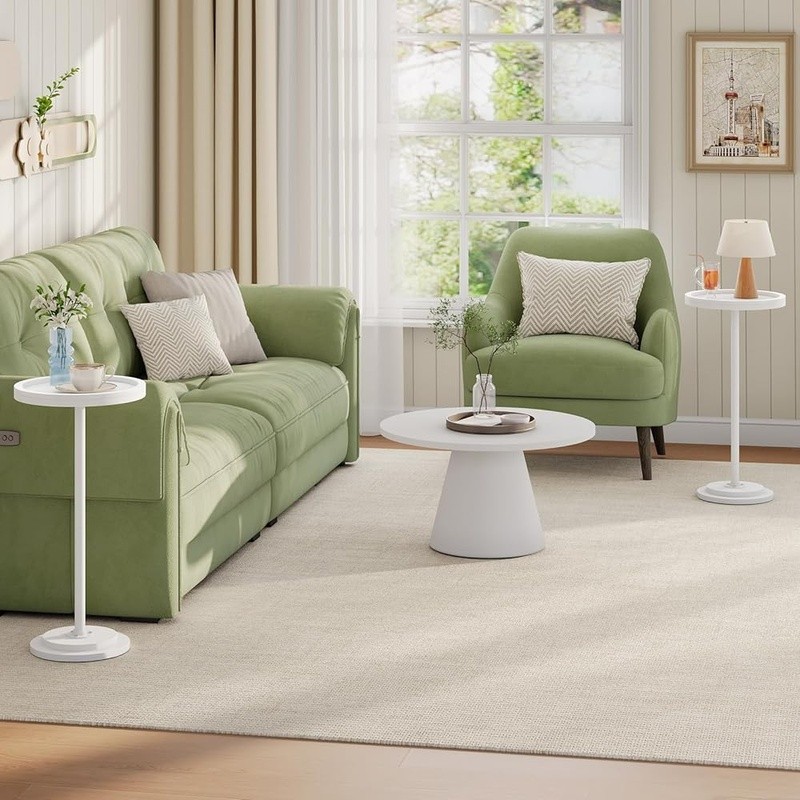 Small Round Accent Table Vintage Drink Table Rustic Side Table Easy Assembly New