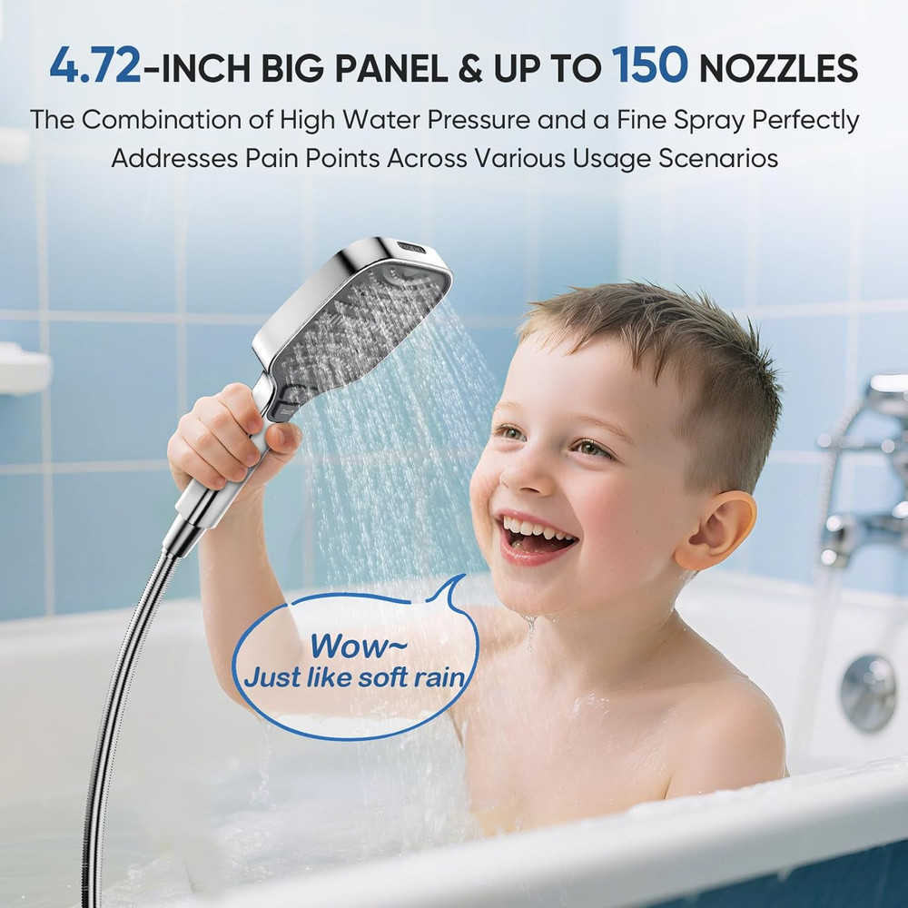 High Pressure Handheld Shower Head 8 Modes Silver
