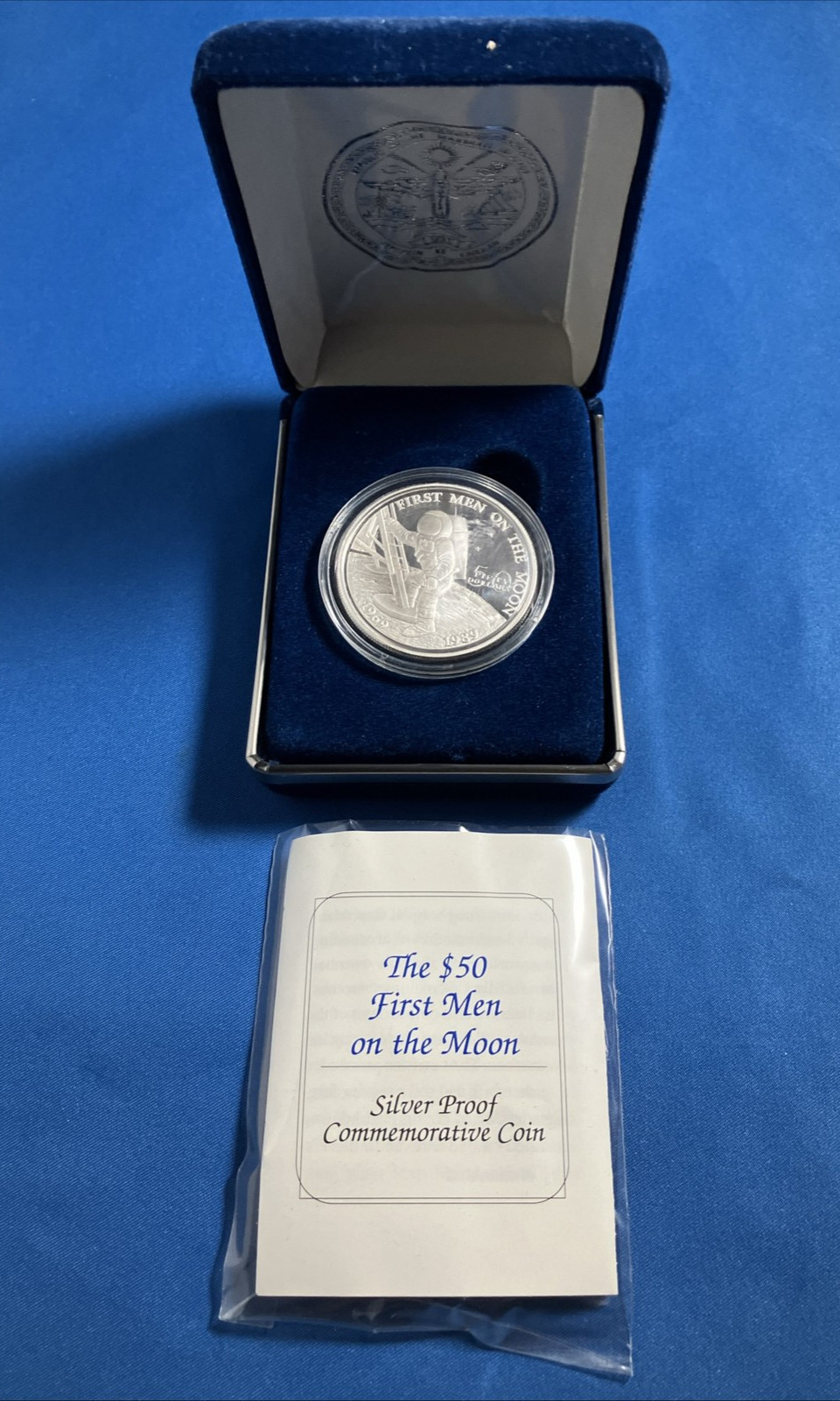 1989 Marshall Islands Silver Proof First Men on the Moon Fifty 50 Dollar Coin