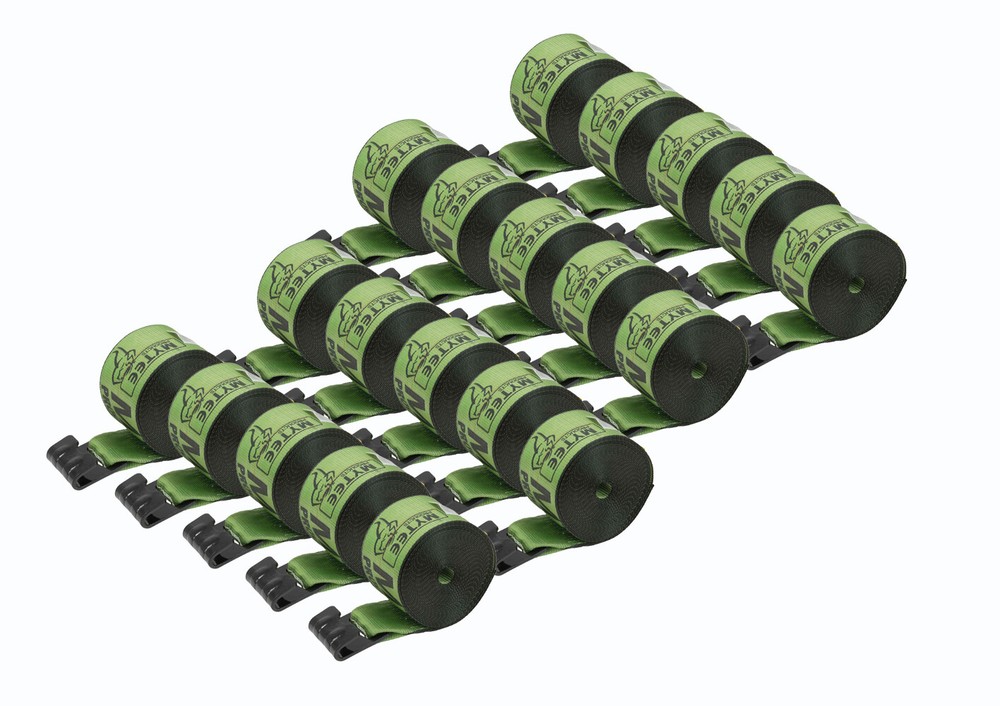 (20 Pack) 4" Winch Strap with Flat Hook - Green