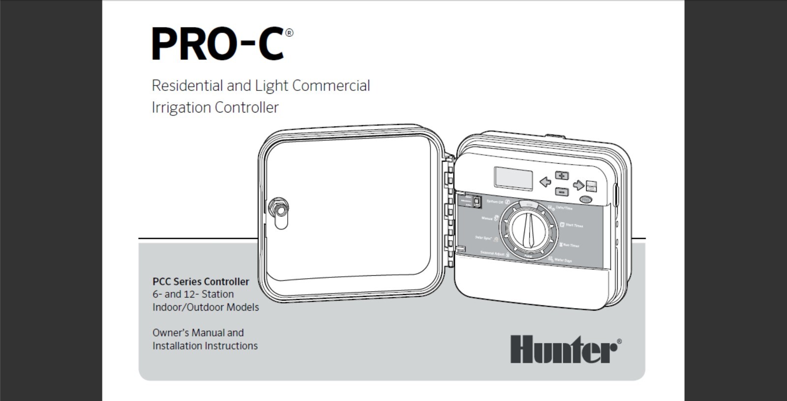 Hunter PRO-C Owner's Manual And Installation Instructions (Reprint)