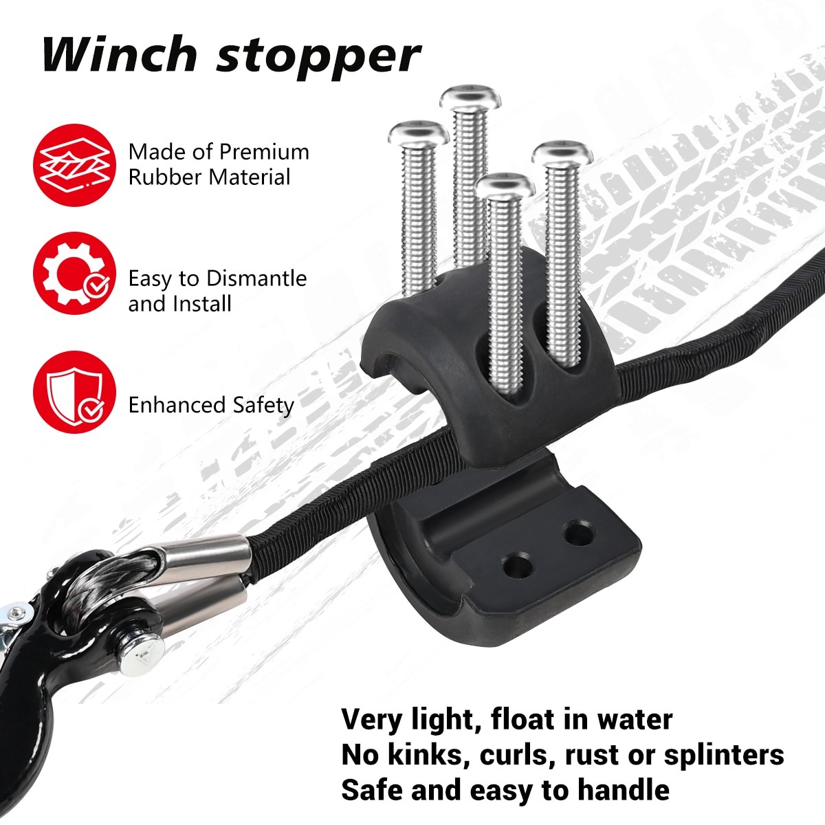 Synthetic Winch Rope Kit, 1/4'' x 50FT w/ 10000 lbs Strength, Protective Sleeve