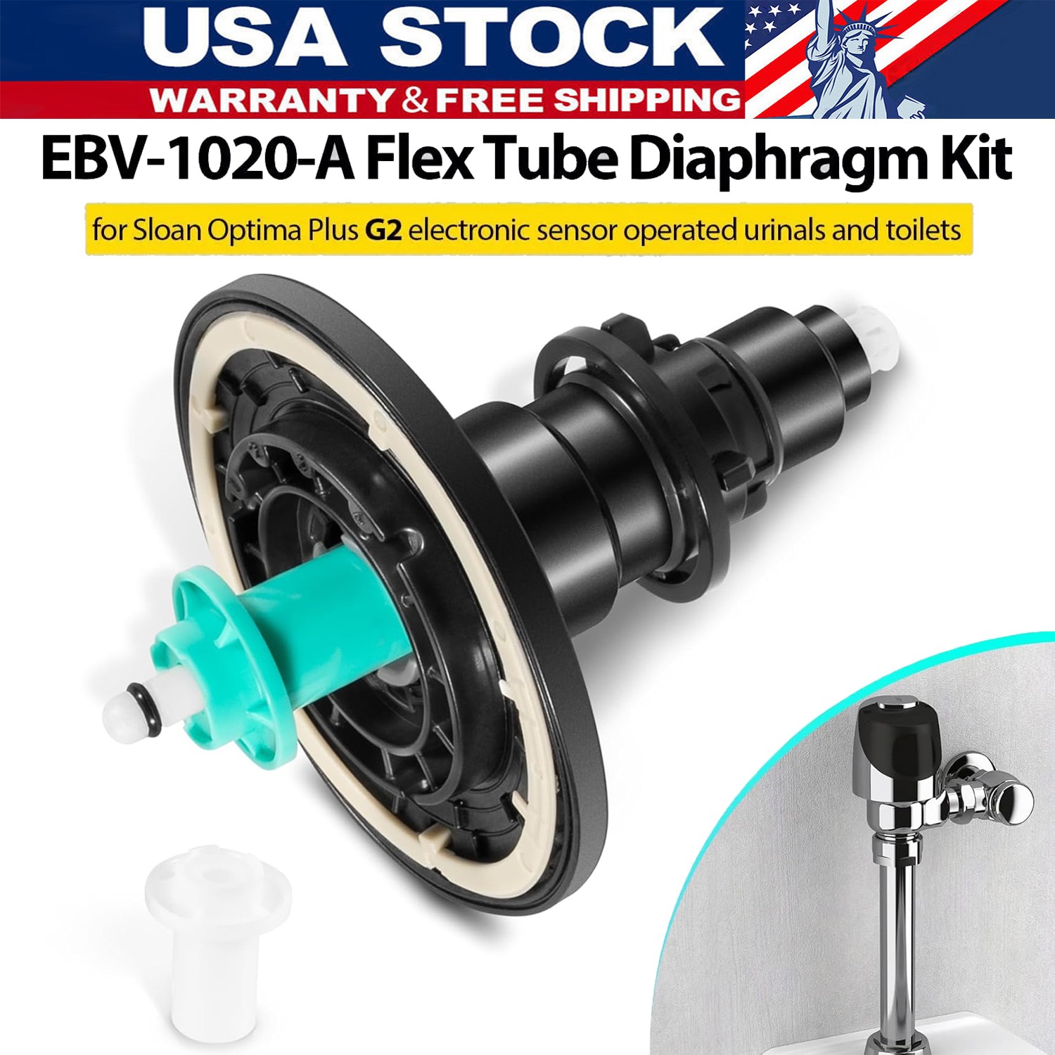 EBV-1020-A Flex Tube Diaphragm Kit for Sloan G2 Optima Plus Sensor Flushometers