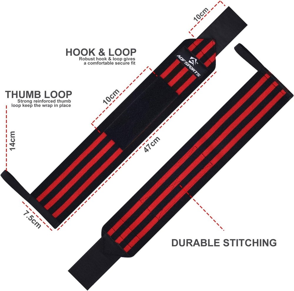 18" Adjustable Weightlifting Wrist Wraps with Thumb Loop for Ultimate Support