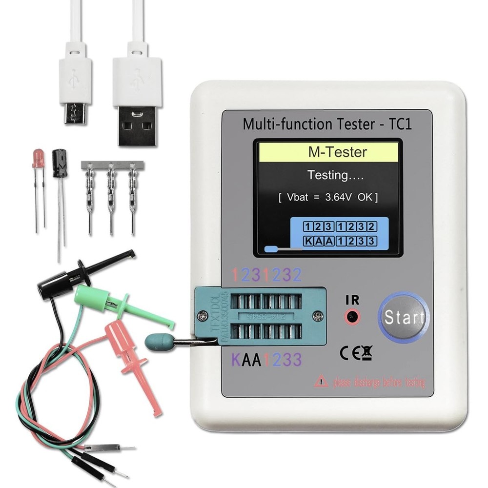 Compact Transistor and Capacitor Tester with IR Decoder & Auto Shut-down Feature