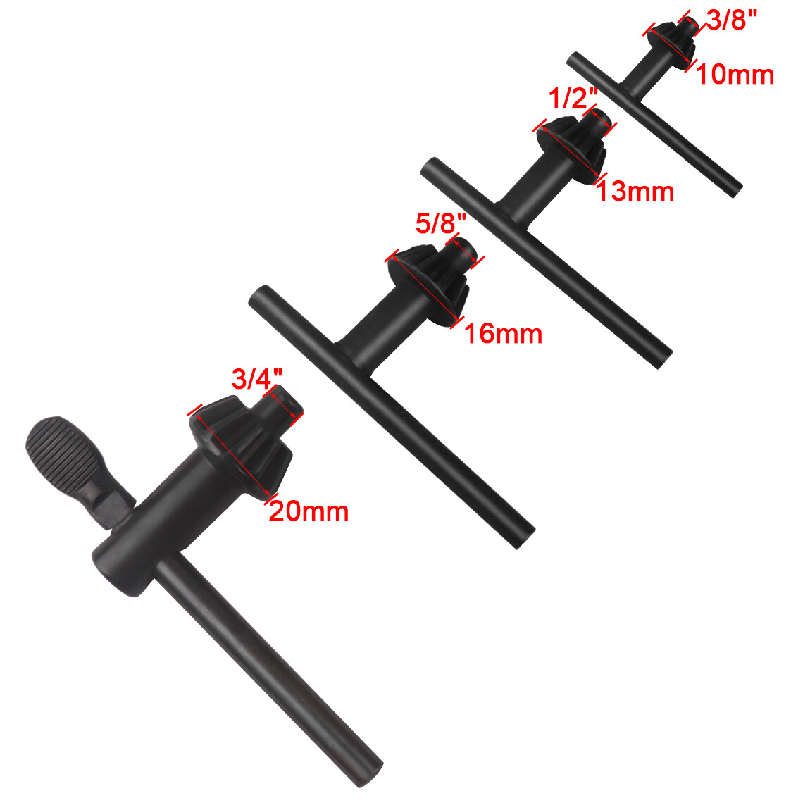 4 Size 3/8" 1/2" 5/8" 3/4" Drill Chuck Key Combination Wrench Drill Press Chuck